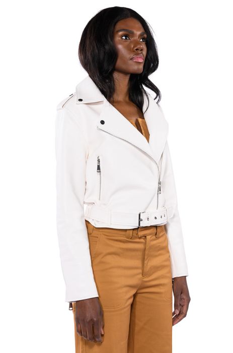 ALTER EGO ESSENTIAL MOTO JACKET IN BEIGE