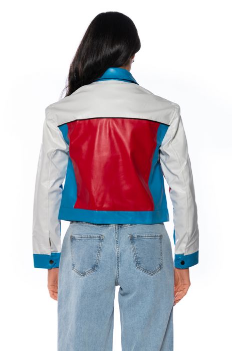AMERICANA MOTO JACKET in RED MULTI