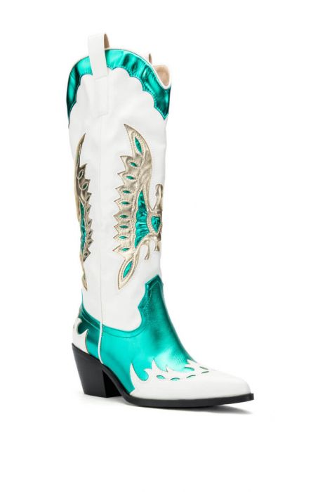 AZALEA WANG SHOW ME OFF COWBOY BOOT IN GREEN
