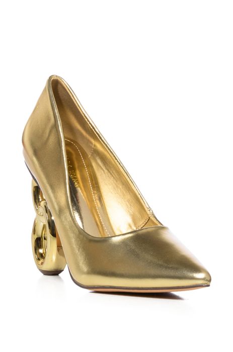 AZALEA WANG CASIANE GOLD NOVELTY HEEL PUMP