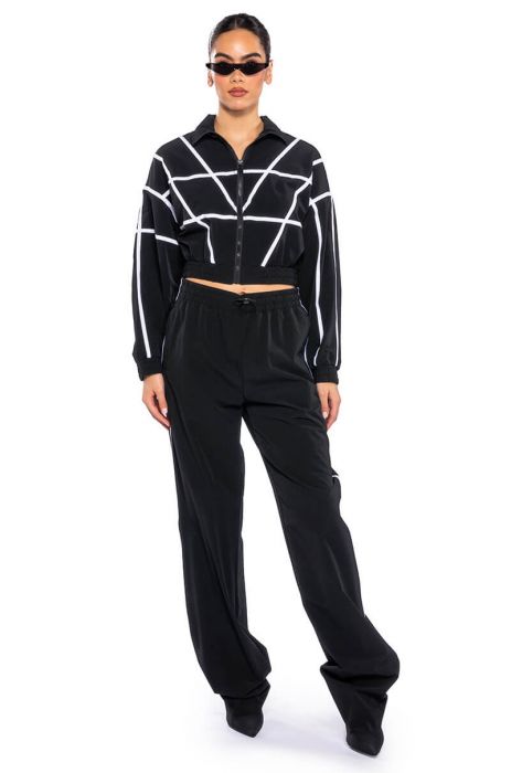 AZALEA WANG CROP TRACK JACKET IN BLACK