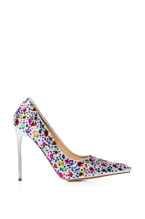 AZALEA WANG FREE TO BE ME GEM EMBELLISHED PUMP IN MULTI