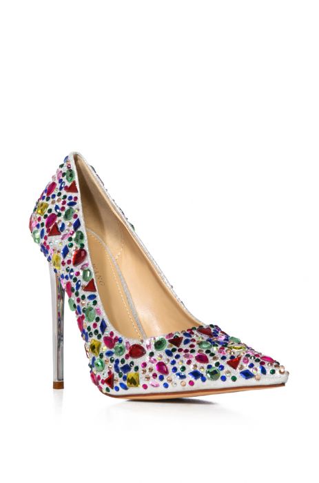 AZALEA WANG FREE TO BE ME GEM EMBELLISHED PUMP IN MULTI