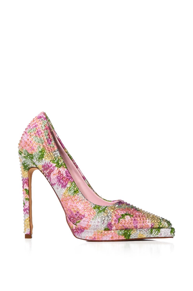 AZALEA WANG MILLICENT EMBELLISHED BROCADE PUMP IN MULTI