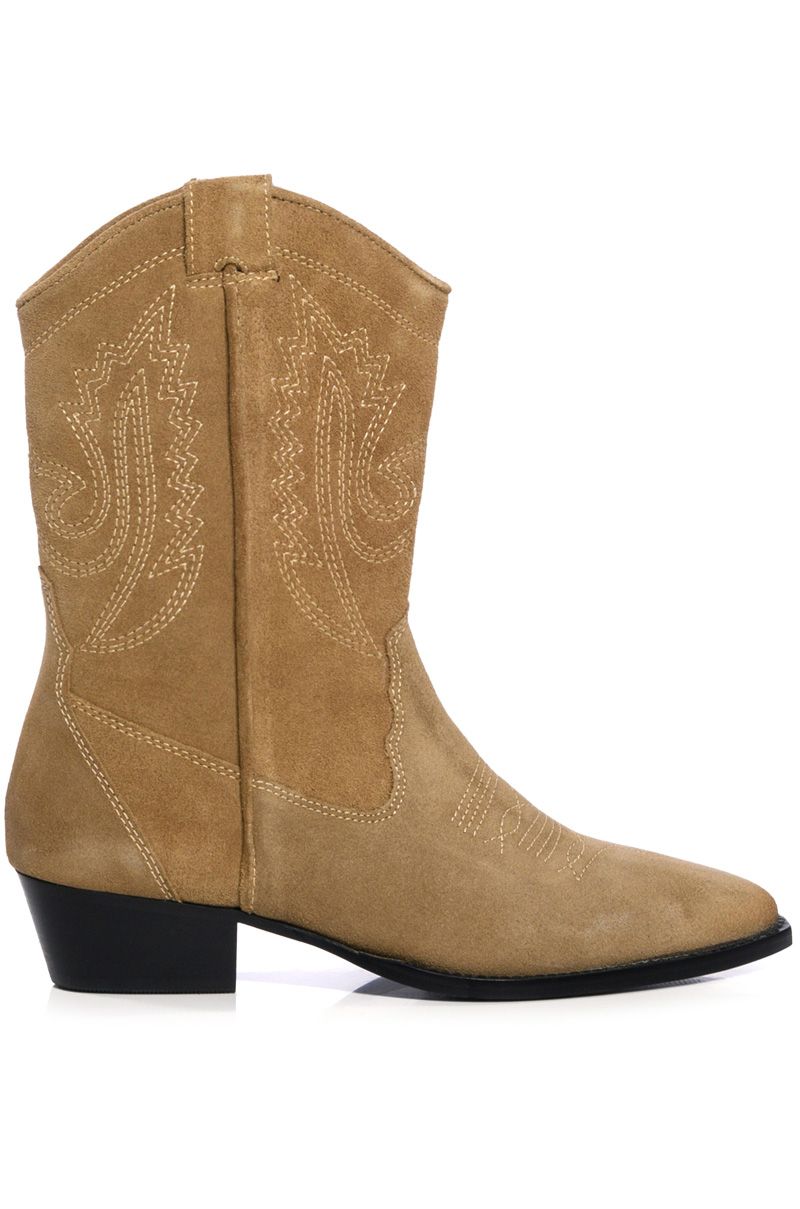 AZALEA WANG GENUINE LEATHER MOCO TAN WESTERN BOOT in BROWN