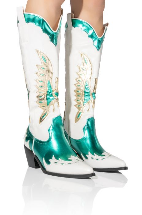 AZALEA WANG SHOW ME OFF COWBOY BOOT IN GREEN