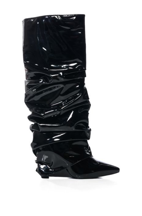 AZALEA WANG SIF SLOUCH WEDGE BOOT IN BLACK