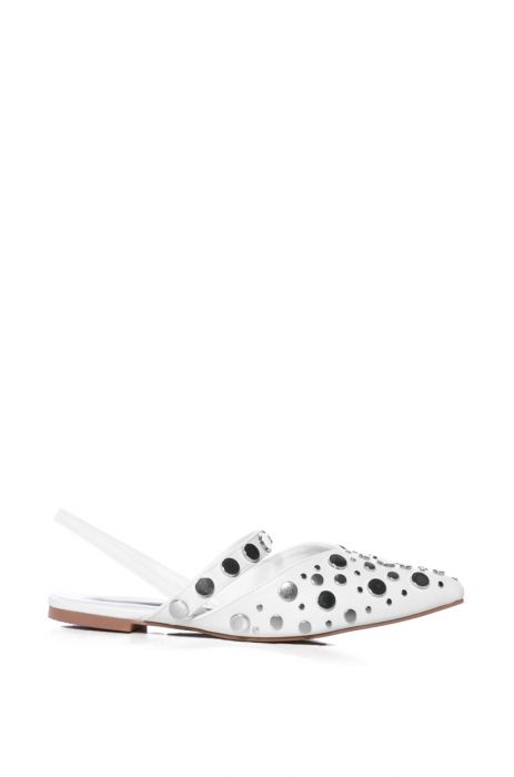 AZALEA WANG SOMETHING SWEET SILVER EMBELLISHED FLAT IN WHITE