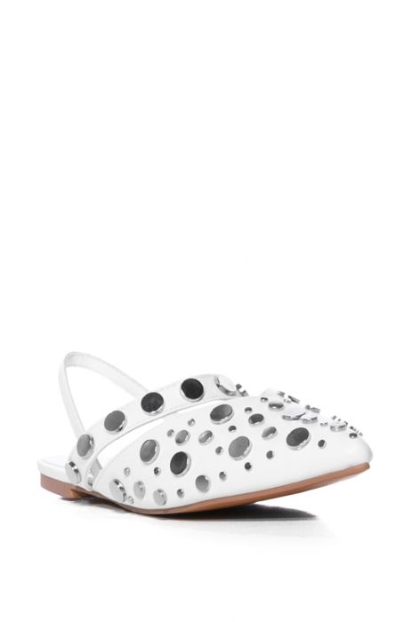 AZALEA WANG SOMETHING SWEET SILVER EMBELLISHED FLAT IN WHITE