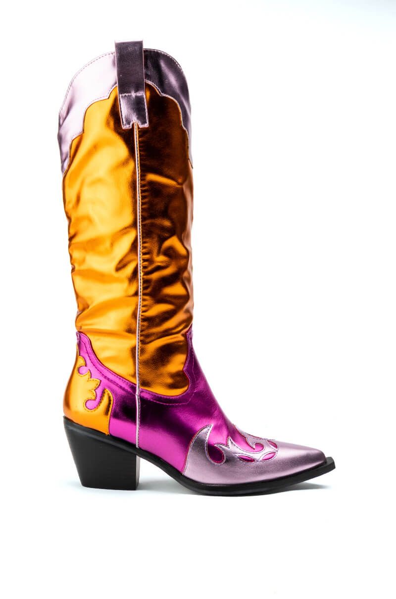 AZALEA WANG SPICE IT UP CHUNKY WESTERN BOOT IN MULTI