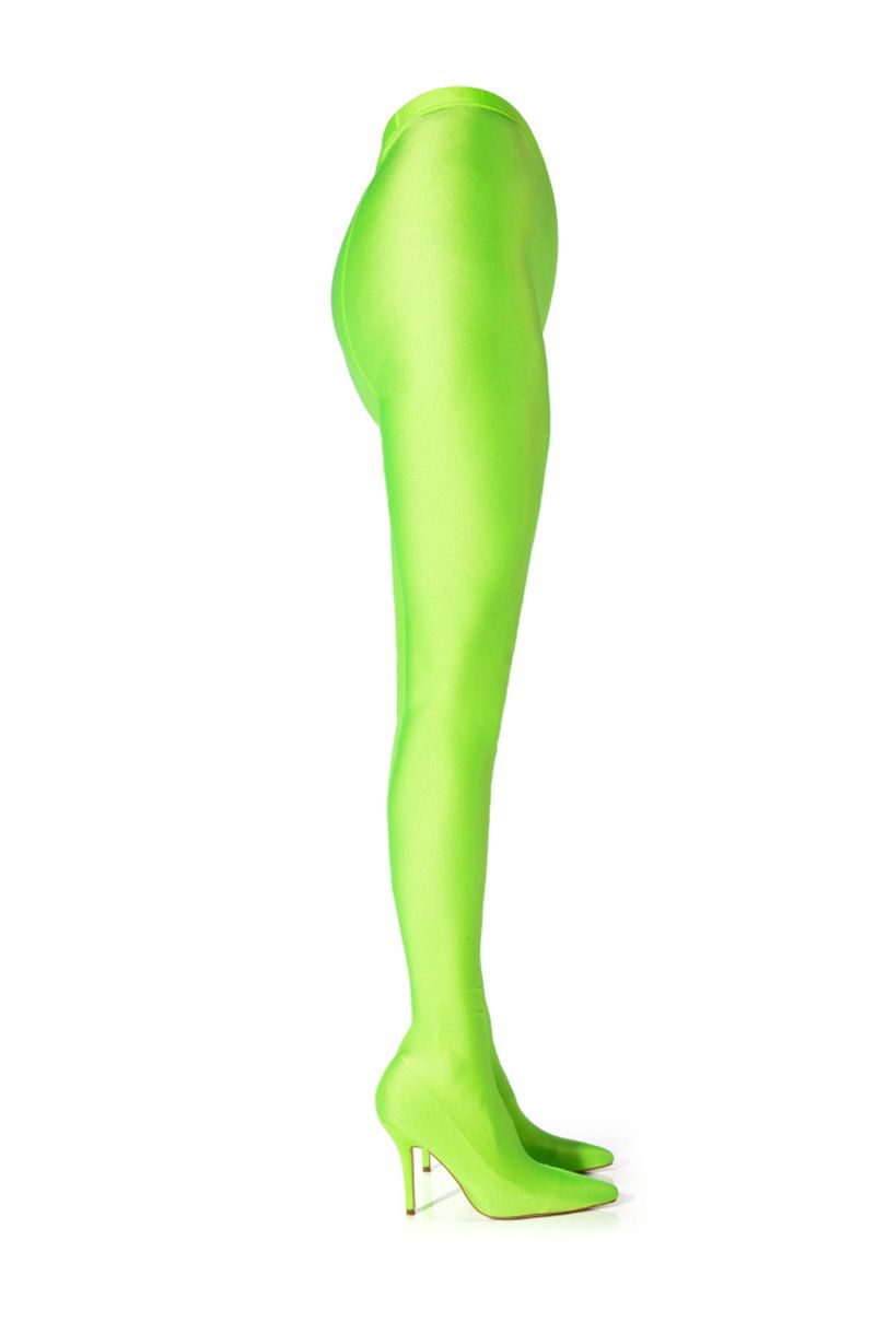 AZALEA WANG STAR STRETCH SEXY STILETTO PANT BOOT IN LIME