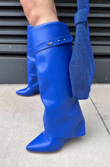 AZALEA WANG STUCK ON YOU WEDGE BOOT IN COBALT