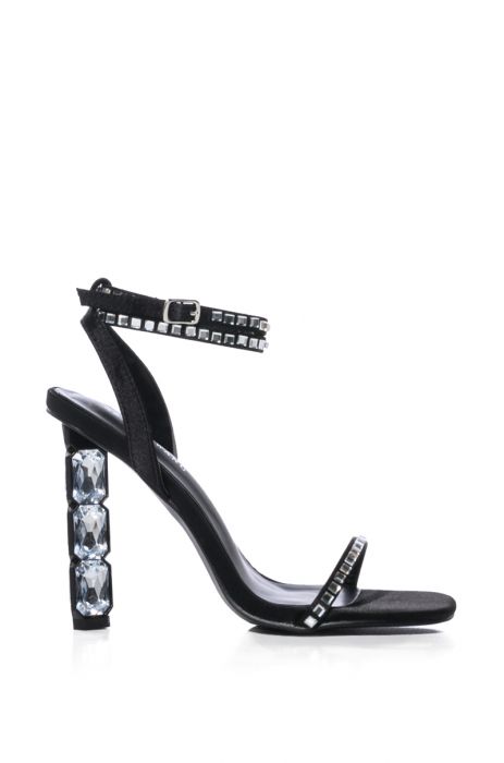 AZALEA WANG VIOLETA GEM HEEL SANDAL IN BLACK