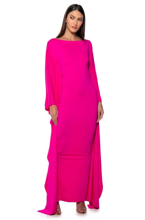 CATCH ME IN MILAN SLINKY MAXI DRESS in FUCHSIA