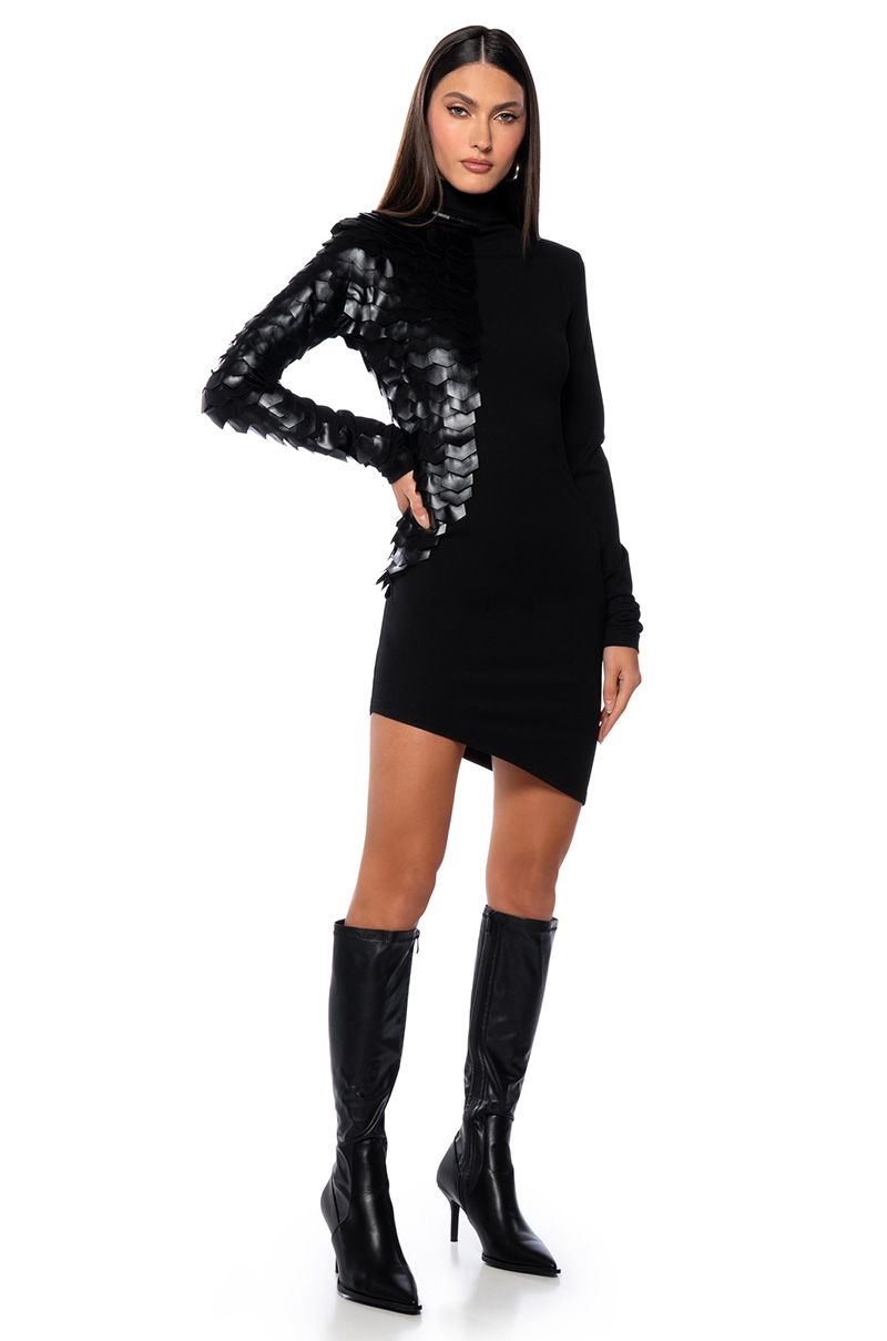 DRACO SCALED MINI DRESS IN BLACK