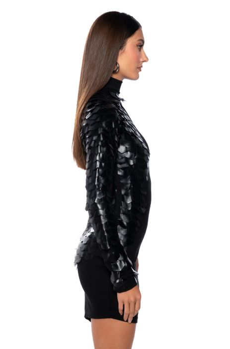 DRACO SCALED MINI DRESS IN BLACK