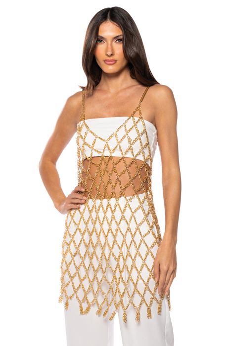 ELODIE CHAIN MINI DRESS IN GOLD