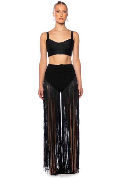 GLIMPSE OF ME FRINGE SHORTS IN BLACK