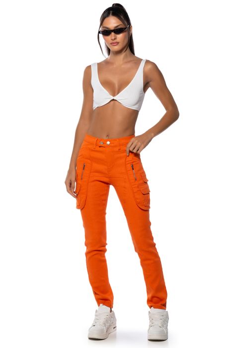 GO HARD CARGO PANEL SKINNY LEG PANT in orange