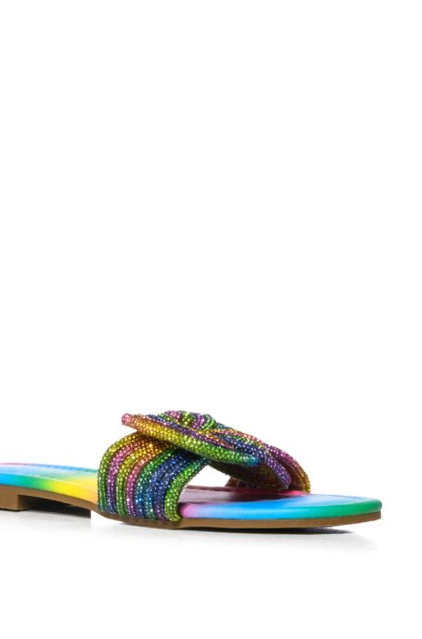 HEAT OF THE NIGHT KNOTTED RHINESTONE SANDAL IN MULTI