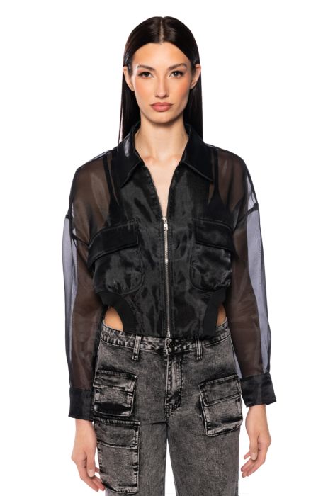 HYDE MESH BOMBER JACKET IN BLACK