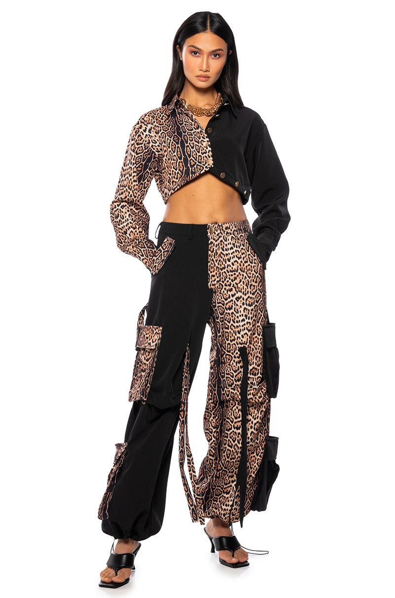 INTO THE JUNGLE CARGO PANT IN BLACK MULTI