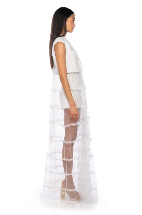 JADA MESH SKIRT VEST IN WHITE