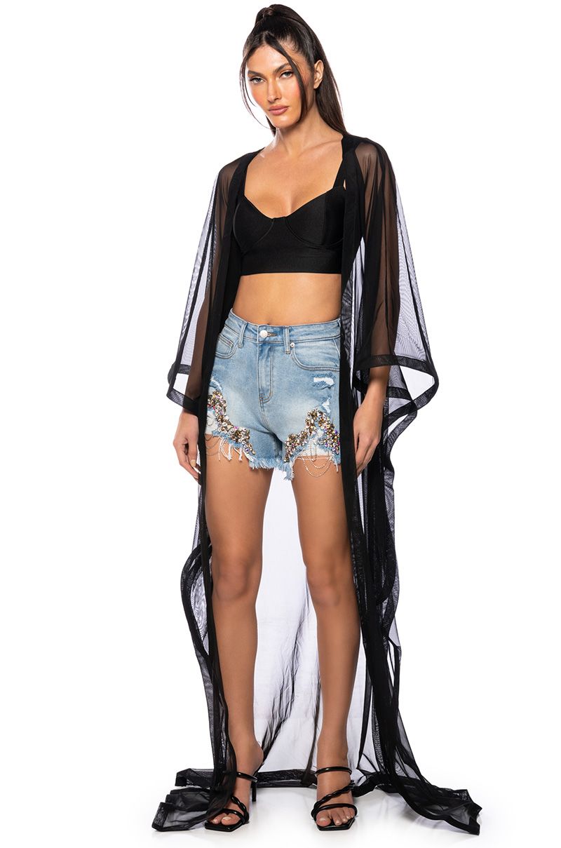 JULY LEMONADE SHEER DUSTER IN BLACK