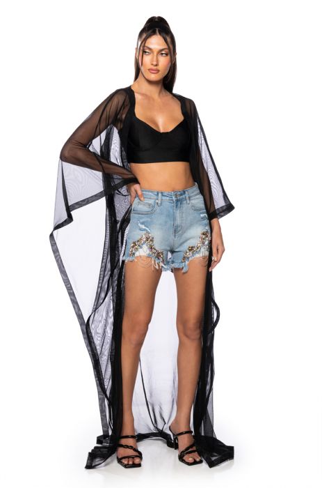 JULY LEMONADE SHEER DUSTER IN BLACK