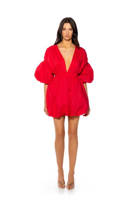 JUNE PILLOW MINI DRESS IN RED