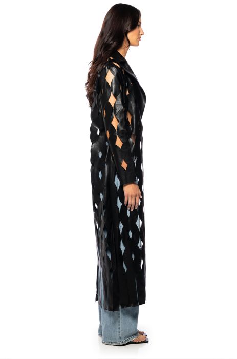 LASER CUT WEAVE TRENCH IN BLACK