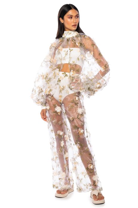 LEAN ON ME FLORAL WIDE LEG PANT IN WHITE MULTI