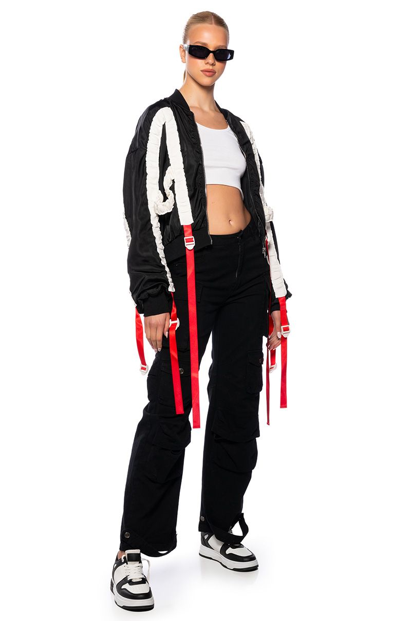 LIGHTS OUT SPORTY BOMBER IN RED BLACK