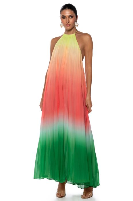 LIVING MY LIFE HALTER NECK OMBRE MAXI DRESS IN MULTI