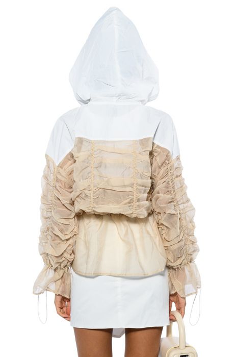 MADE YOU LOOK RUCHED BOMBER IN BEIGE