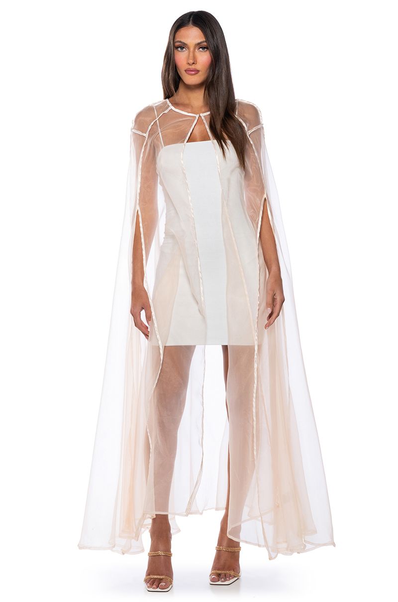 MESH CAPE CHECK in BEIGE