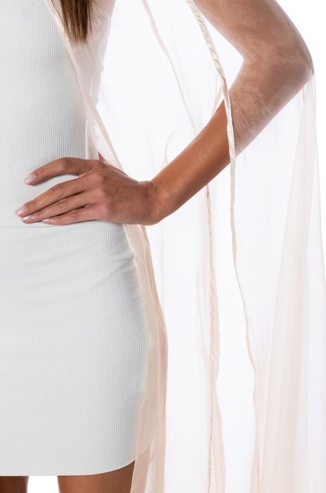 MESH CAPE CHECK in BEIGE