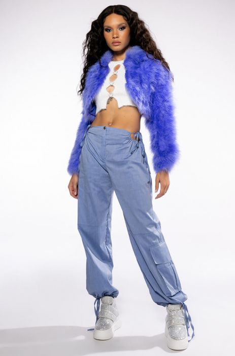 SWEET TALK OSTRICH FEATHER JACKET IN PURPLE