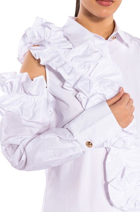 NO REST MINI WHITE CUTOUT SHIRT DRESS in WHITE