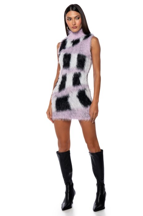 ON MY WAY UP KNIT MINI DRESS IN PURPLE MULTI