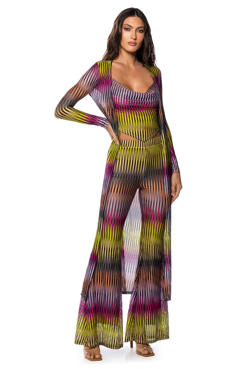 PERSUASIVE GIRL TIE WAIST DUSTER IN PINK MULTI