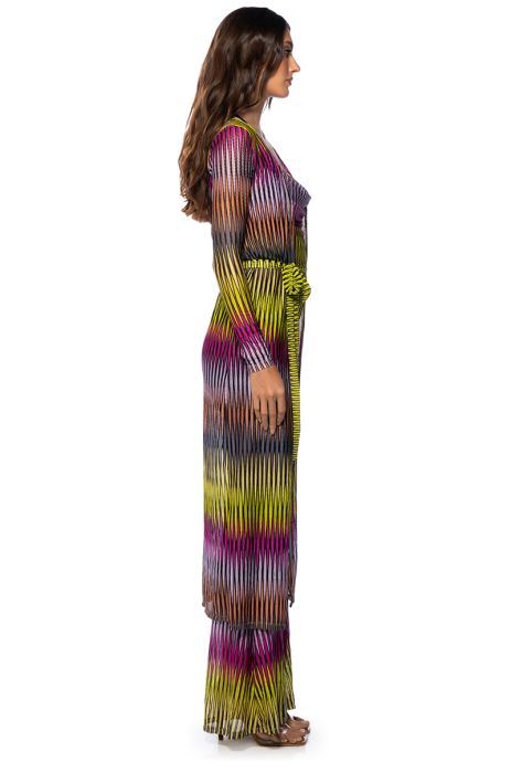 PERSUASIVE GIRL TIE WAIST DUSTER IN PINK MULTI