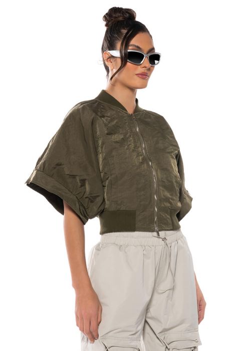 REPORTING FOR DUTY SHORT SLEEVE BOMBER in OLIVE