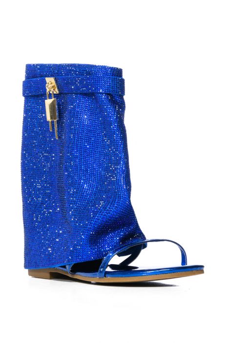 SHES DIFFERENT RHINESTONE SHEATH SANDAL IN BLUE