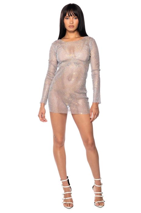SHOW STOPPER MINI DRESS IN SILVER