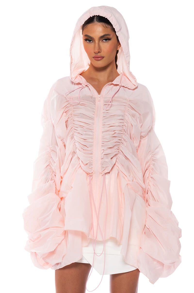 SWEETIE PIE PASTEL RUFFLE SPORTS BOMBER in LIGHT PINK