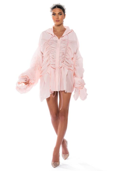 SWEETIE PIE PASTEL RUFFLE SPORTS BOMBER in LIGHT PINK