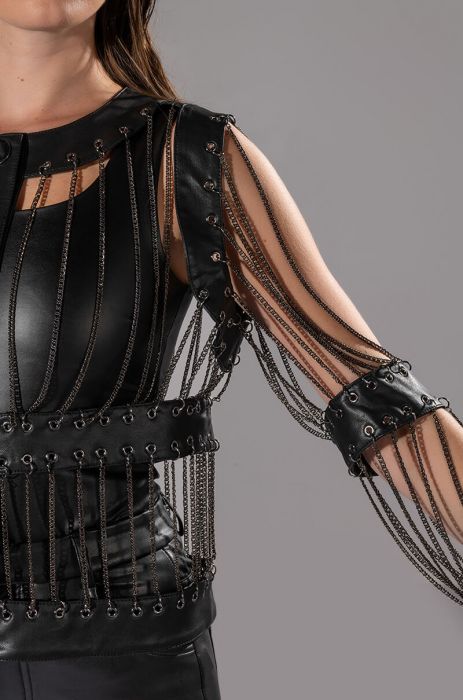 TOGETHER AGAIN CHAIN LINK JACKET IN HEMATITE