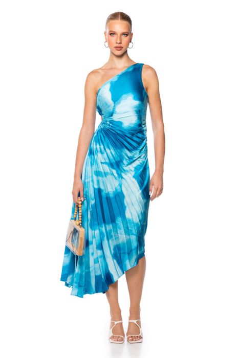 VICTORIA ONE SHOULDER MAXI DRESS IN BLUE