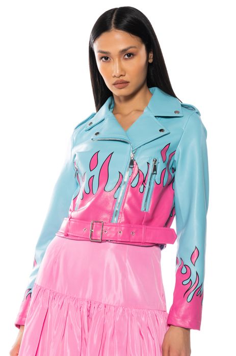 ALL THE TIME IN THE WORLD FLAME MOTO in blue multi